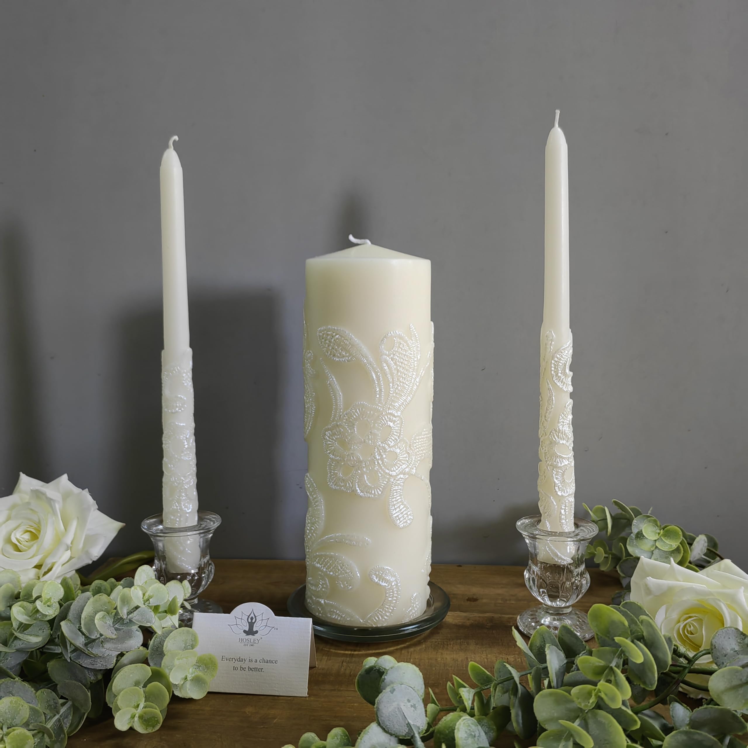Hosley cream taper left 11.5-inch for balanced ceremony lighting