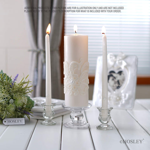 Hosley cream pillar candle, 11.5 inches, ideal for ceremony centerpieces.