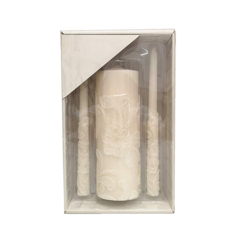 Hosley unity candle cream pillar for weddings, elegant centerpiece lighting