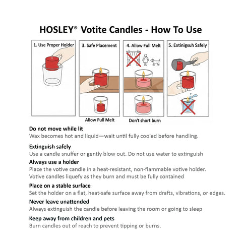 Hosley unscented white votive candles 72-pack on holiday table decor