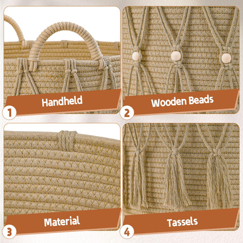 HOSROOME Blanket Basket portable handheld design enables quick room-to-room relocation.