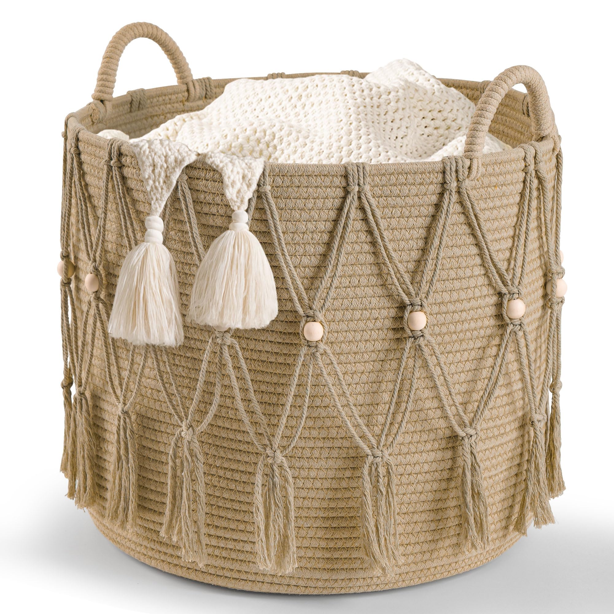 HOSROOME Blanket Basket with spacious 42.7L capacity for clutter-free living spaces.