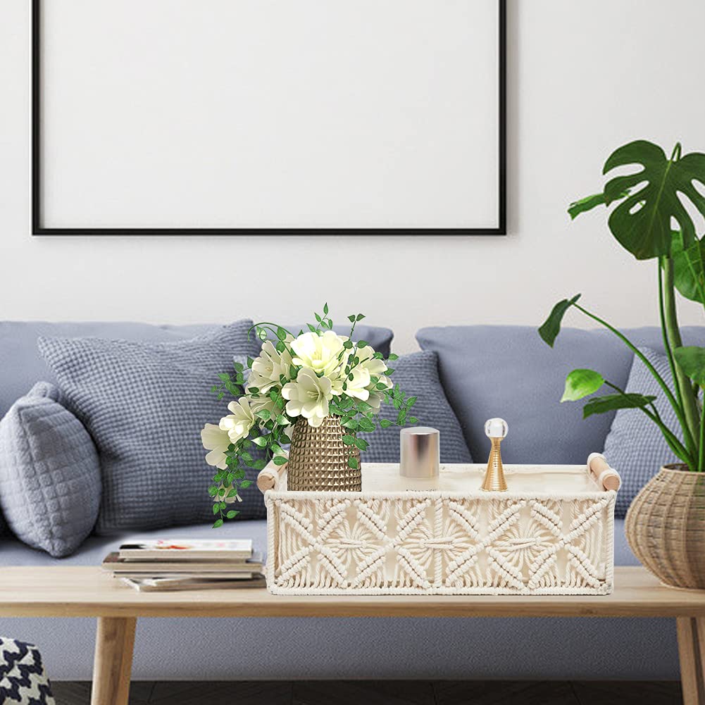 HOSROOME boho decor cotton rope basket adds texture and organization