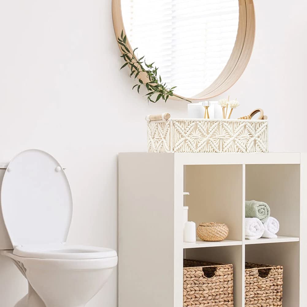 HOSROOME handmade storage bin presents artisanal detail on shelves