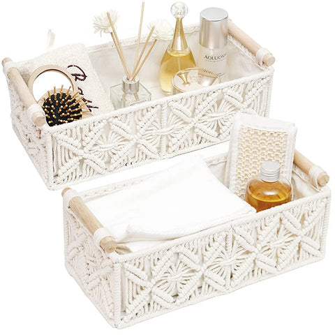 HOSROOME macrame storage basket set for organized storage in any room
