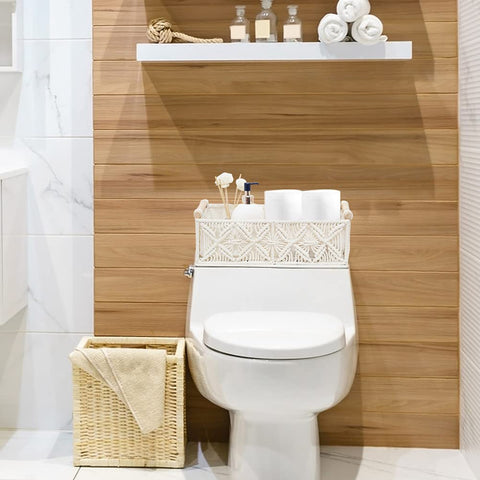 HOSROOME woven basket in bathroom storage keeps towels neatly accessible