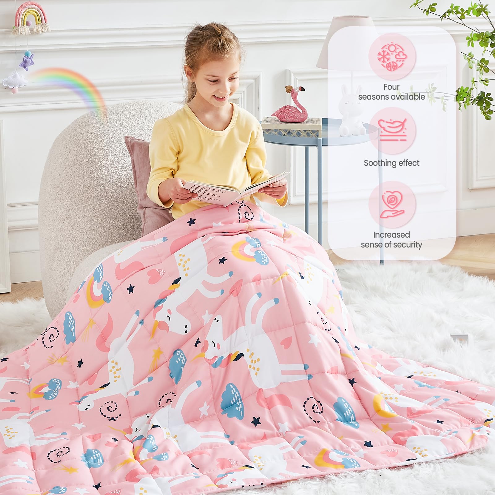Hosukko weighted blanket 3 lbs small size breathable fabric