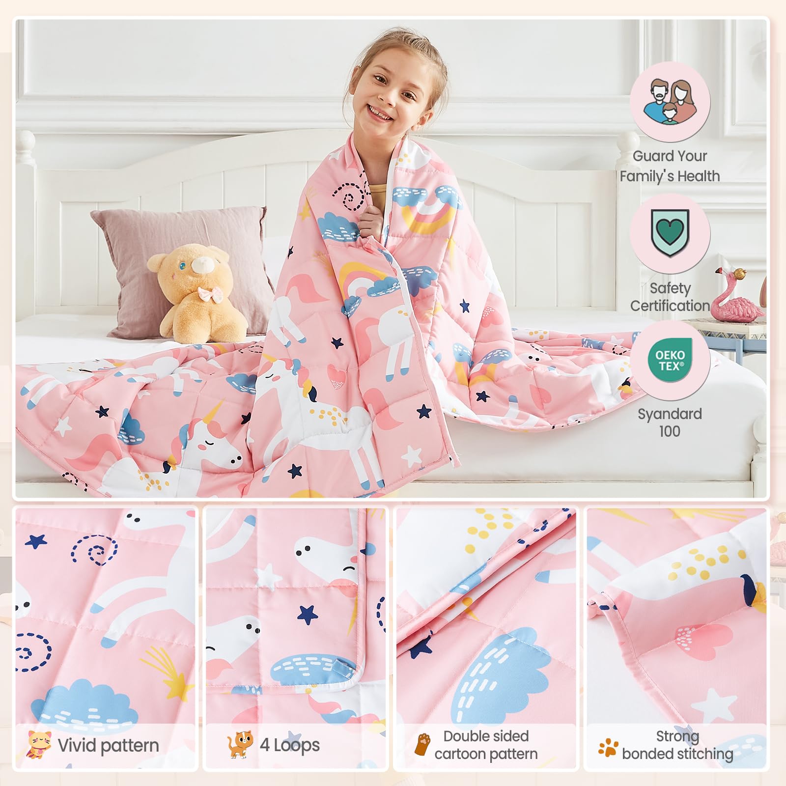 Hosukko machine washable weighted blanket with simple care
