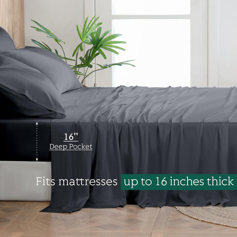 Hot Sleeper Sheets deep-pocket fit on 16-inch mattresses for secure coverage.