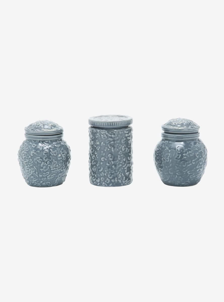 Hot Topic Nightmare Before Christmas trinket jar set close-up decorative lid design for display