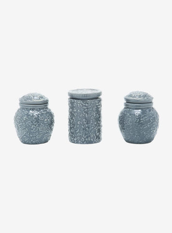 Hot Topic Nightmare Before Christmas trinket jar set close-up decorative lid design for display