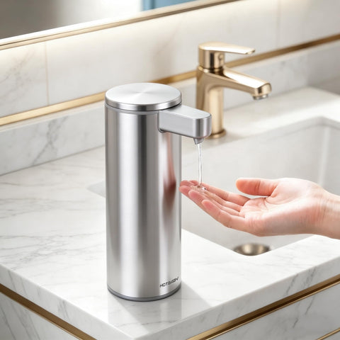 HOTBABY automatic soap dispenser front view with sensor for touchless handwashing