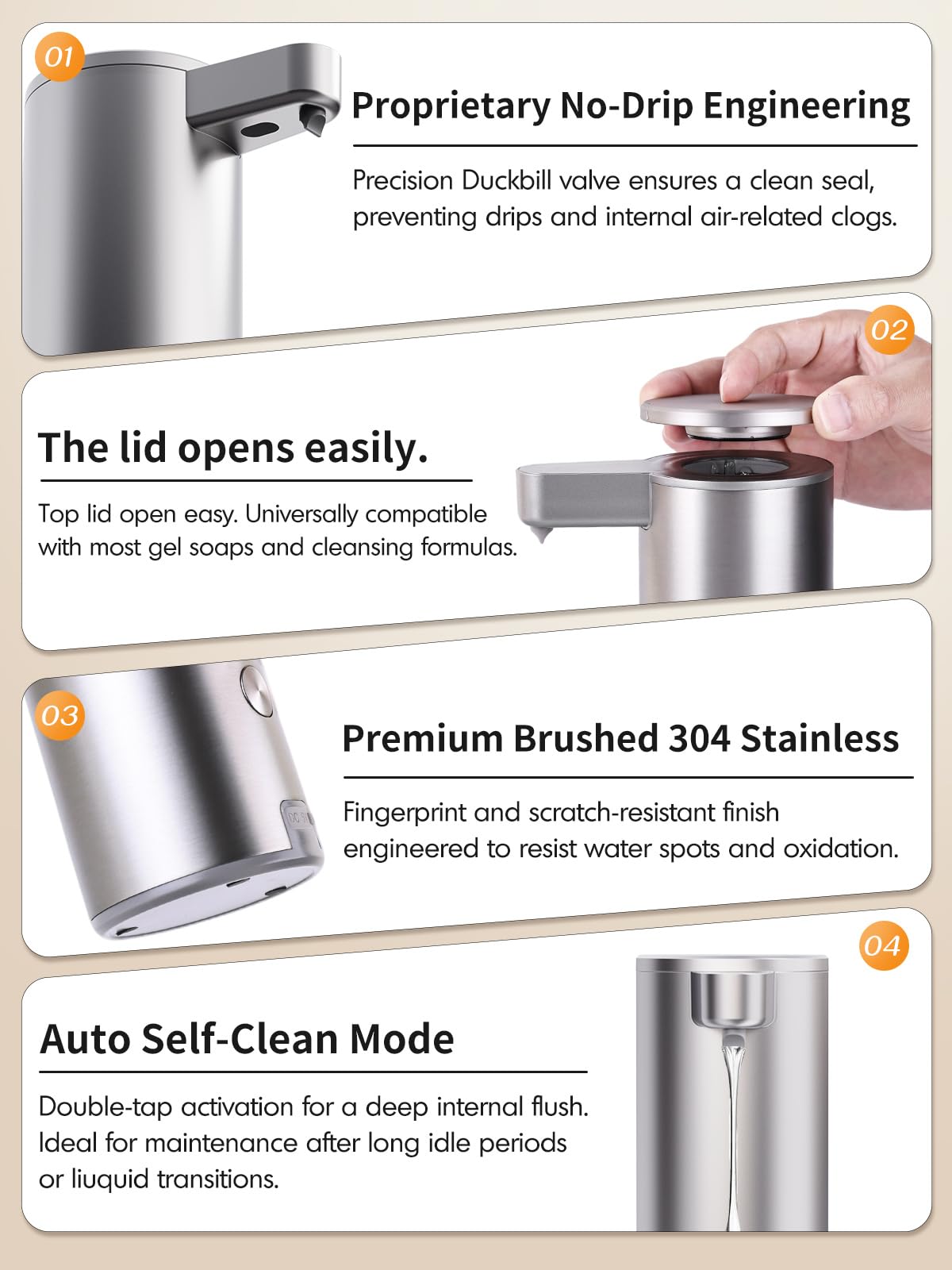 HOTBABY minimalist matte silver finish dispenser design