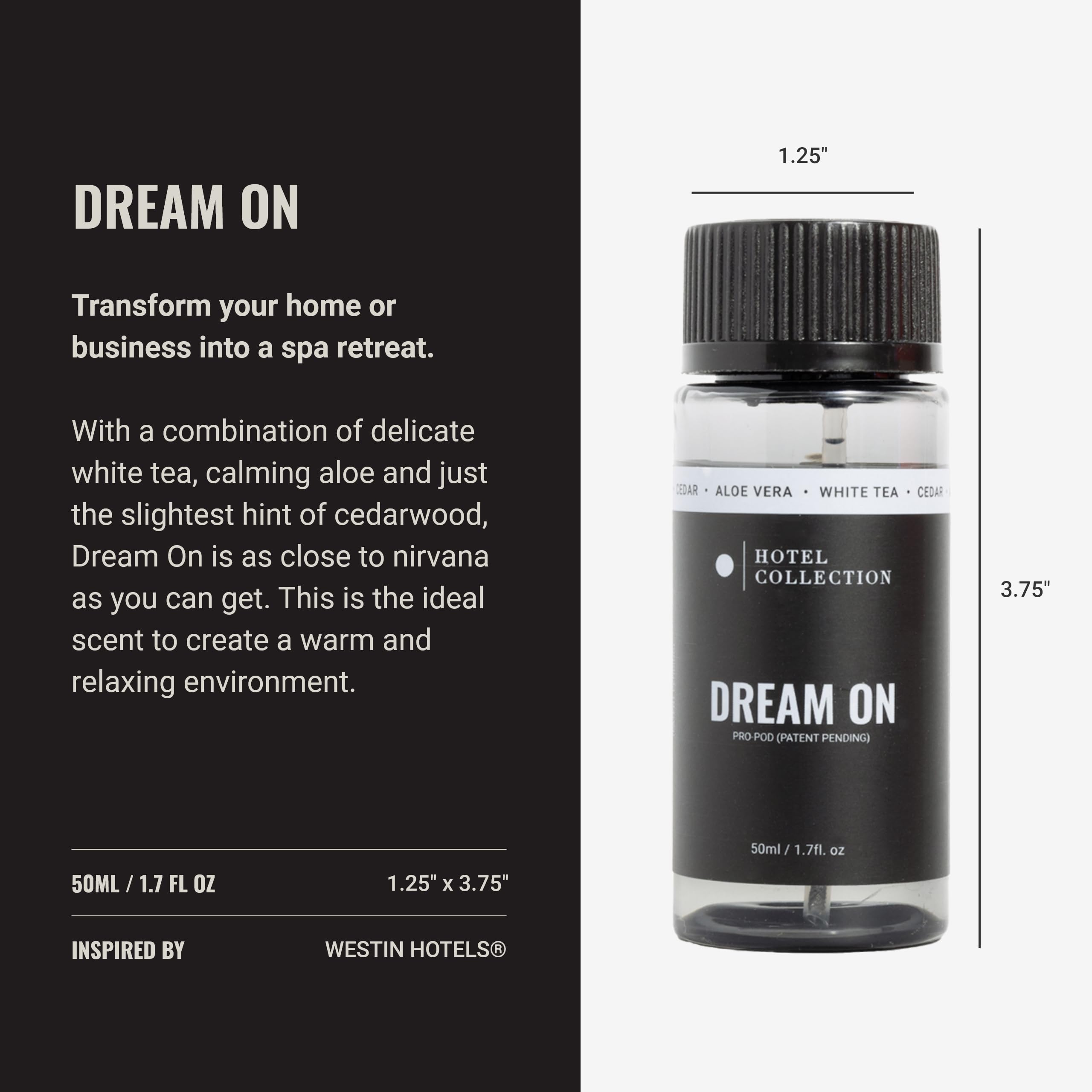 Hotel Collection Dream On Pro-Pod label close-up shows premium formulation.