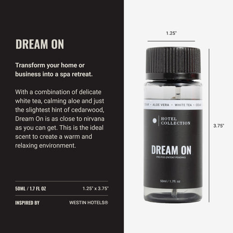 Hotel Collection Dream On Pro-Pod label close-up shows premium formulation.