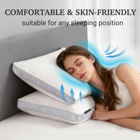 Hotel Grand 2-inch gusset supports neck alignment and prevents flattening.