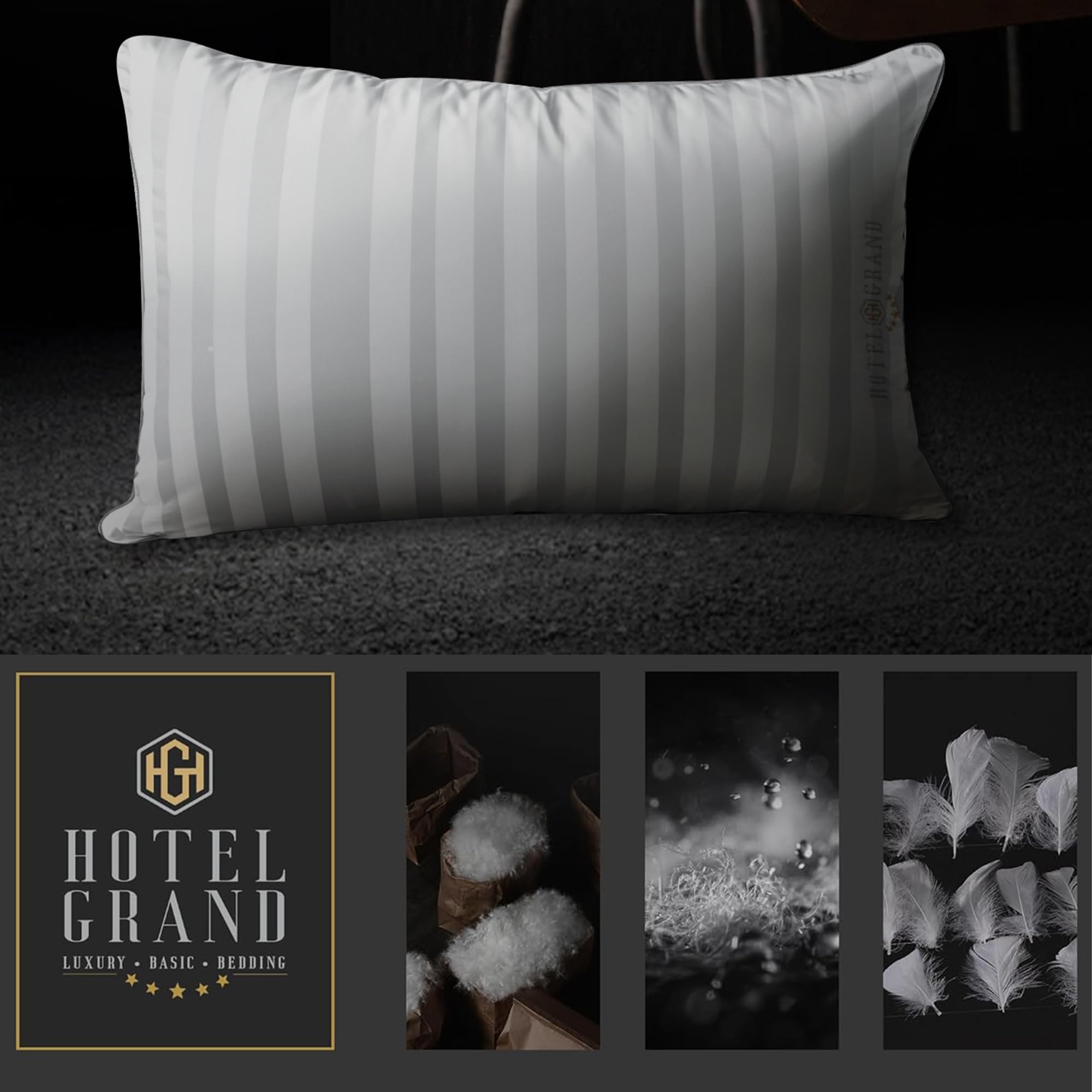 Hotel Grand king-size pillows side view highlighting balanced support for side sleepers.