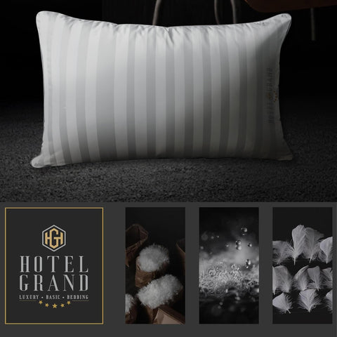 Hotel Grand king-size pillows side view highlighting balanced support for side sleepers.