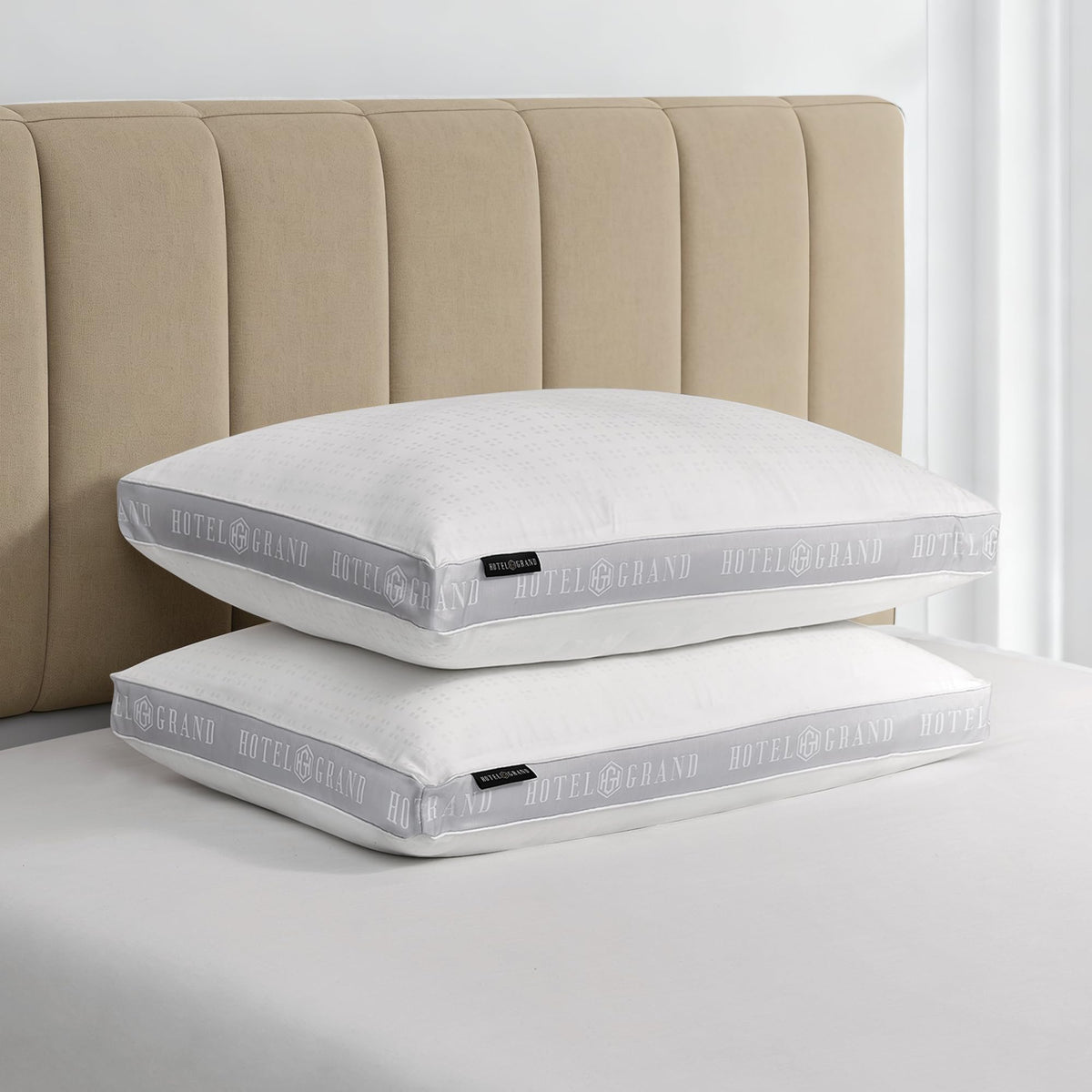 Hotel Grand king pillows 2-pack with plush loft for hotel-like comfort.