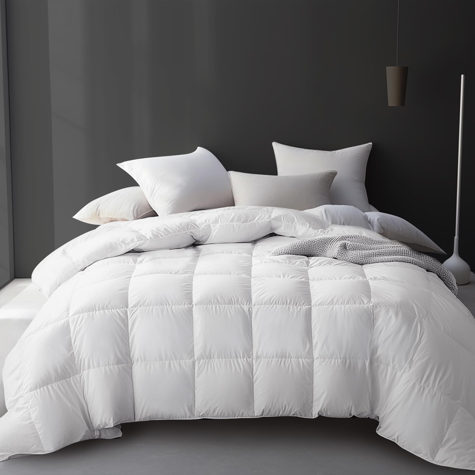 Hotel Grand luxury goose down fiber comforter twin close-up shows plush loft and even warmth distribution.