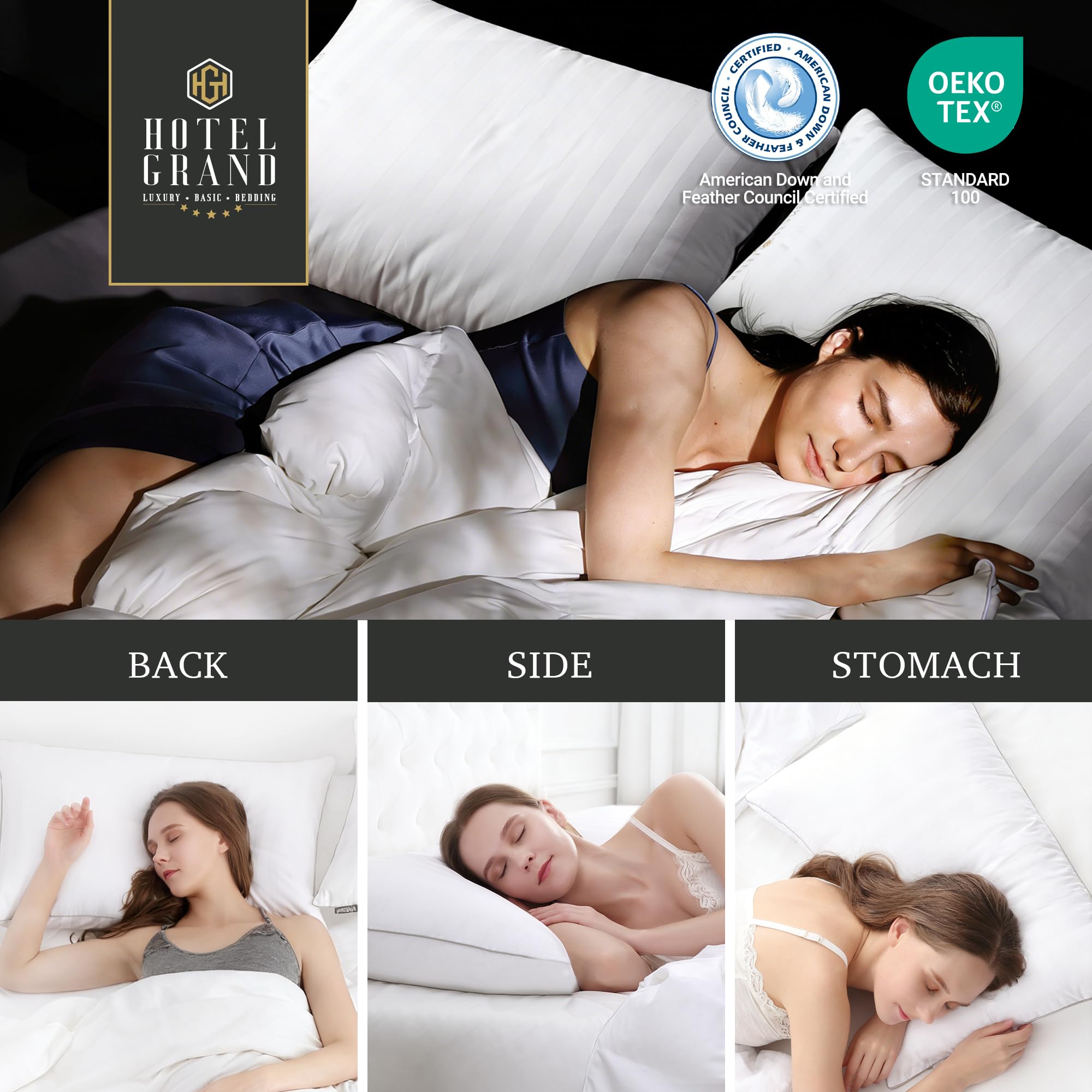 Hotel Grand pillow care image, machine washable for easy cleaning.