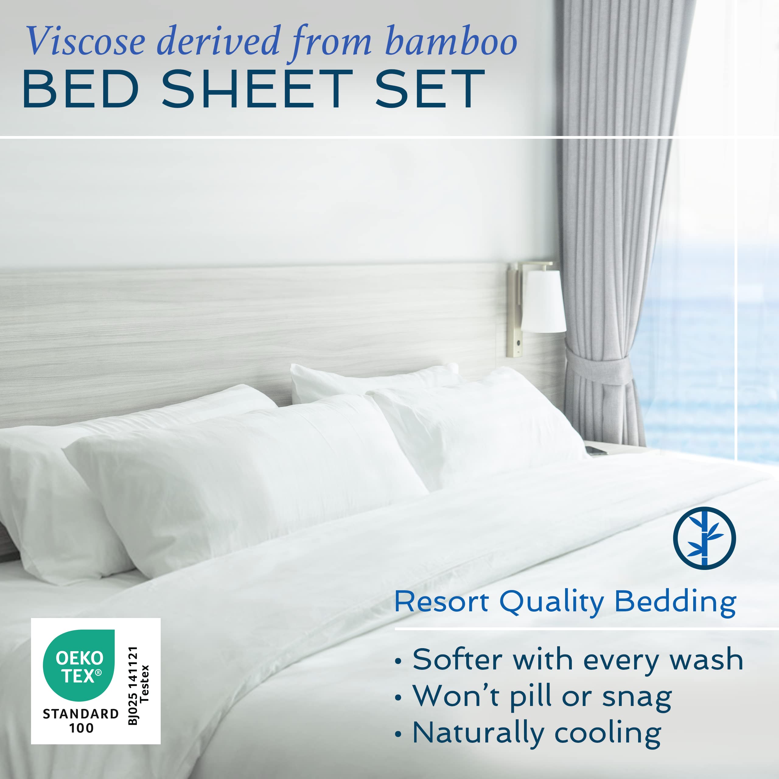 Hotel Sheets Direct bamboo 4pc queen fitted sheet with 16in pocket for snug fit