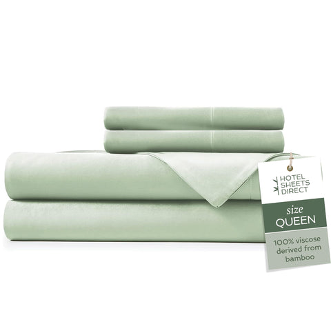 Hotel Sheets Direct bamboo 4pc queen flat sheet shows silky, breathable comfort