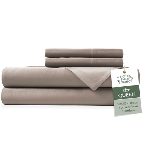 Hotel Sheets Direct queen bamboo sheets texture closeup shows silky, breathable finish for all-night comfort.