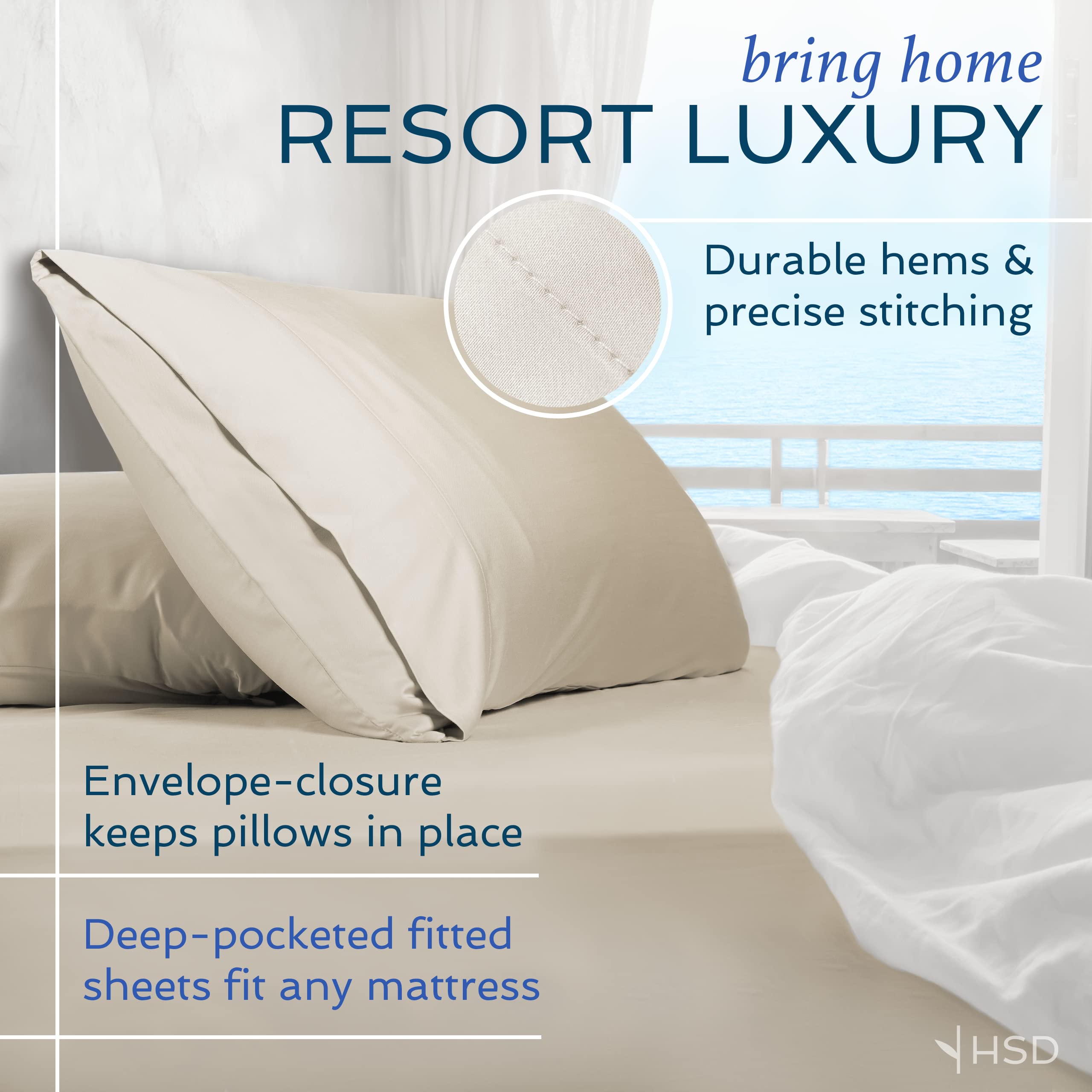 Hotel Sheets Direct queen fitted sheet with secure elastic edge on mattress.