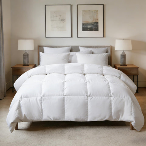 Hotel Suite feather-down comforter loft shows plush warmth and fluffy loft for year-round sleep