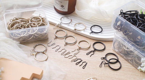 Hotop sleek black finish detail on curtain rings for modern decor.