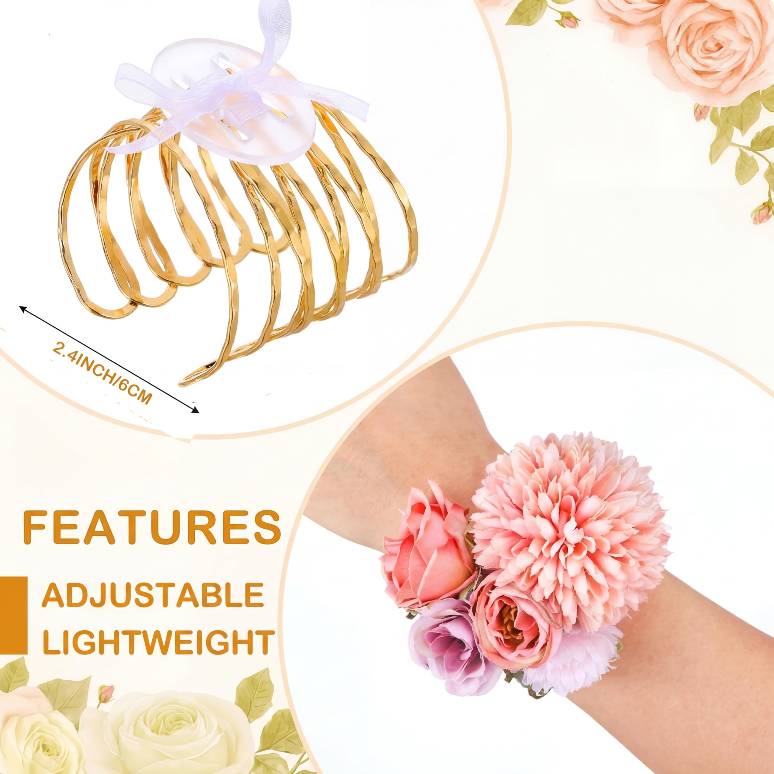 Hotop corsage bracelet close-up showing hammered texture and luxury finish.