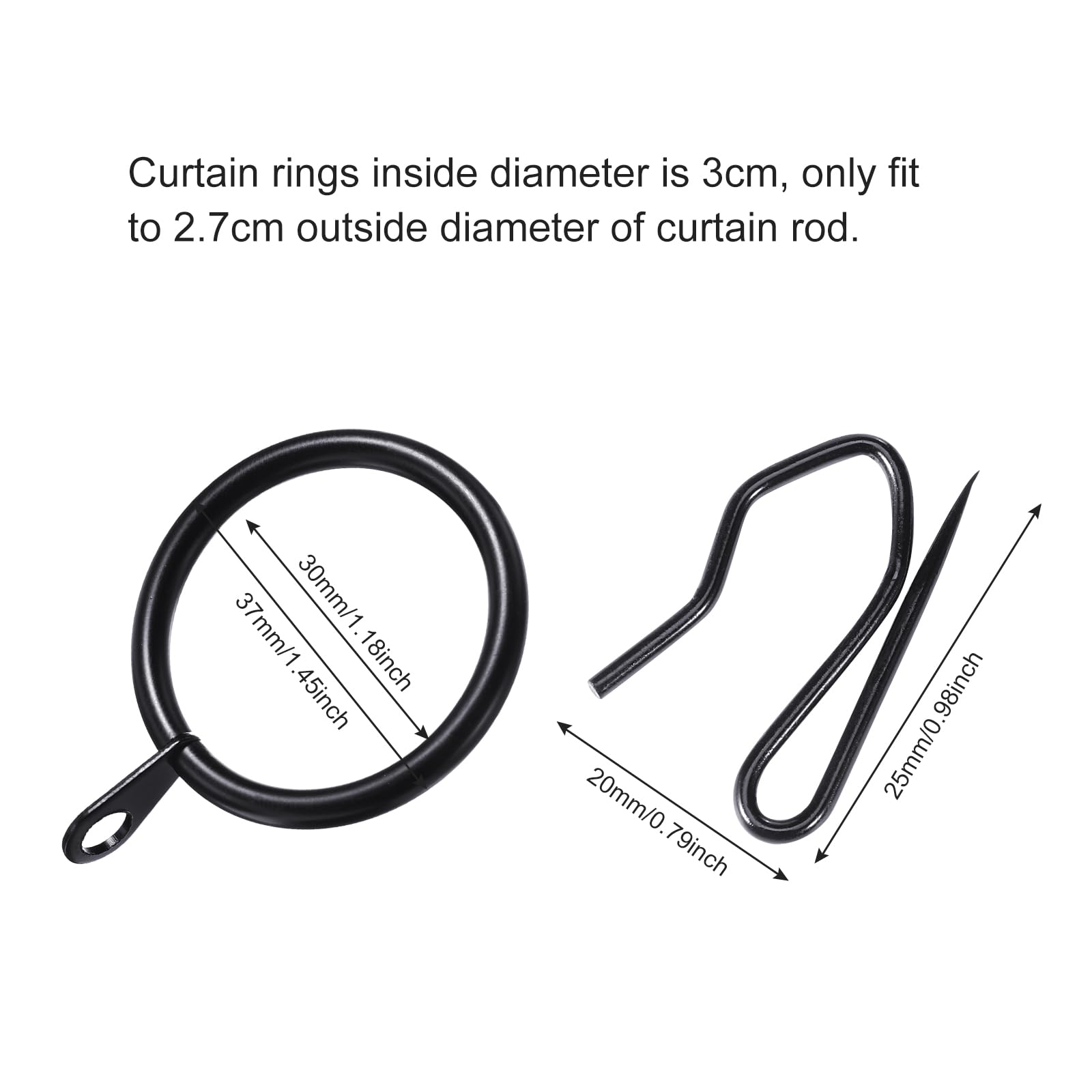 Hotop 25 x 15 mm metal curtain pin hooks close-up for secure attachment.