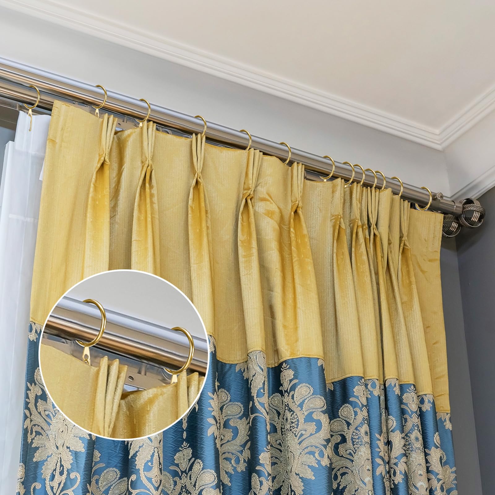 Hotop drapery setup with rings demonstrates easy installation and seamless movement.
