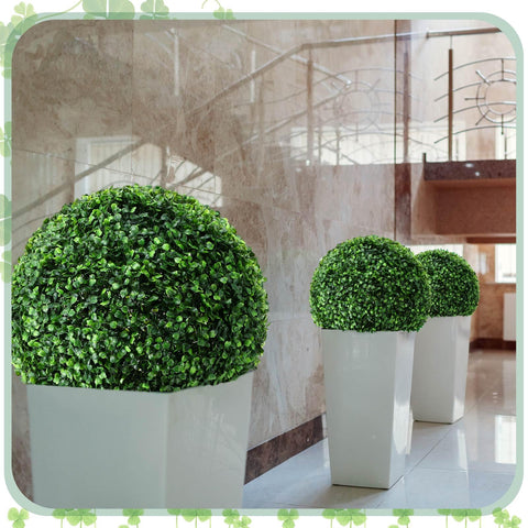 Hotop garden and patio spheres enhance entrances and seating areas.