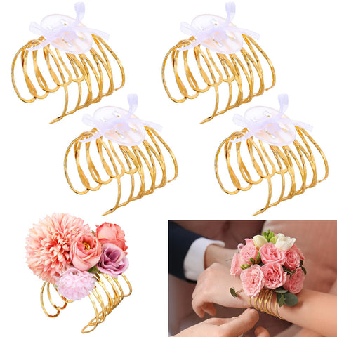 Hotop hammered textured gold corsage bracelet set for weddings.