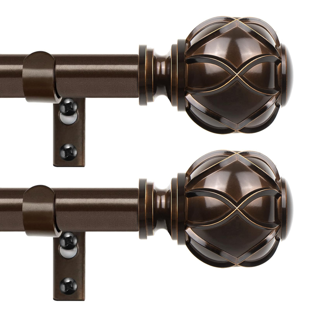 Hotozon bronze curtain rods 2-pack extendable for versatile window sizes