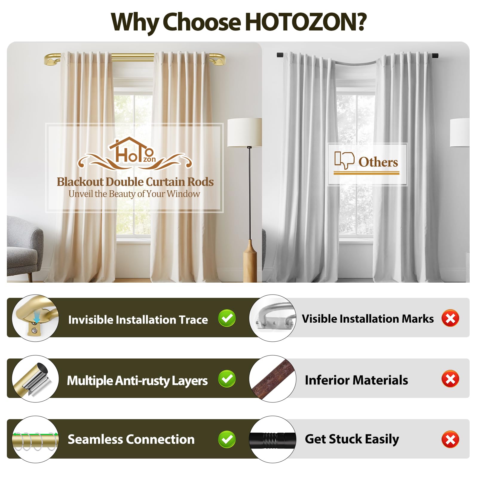HOTOZON color options in black, gold, antique silver