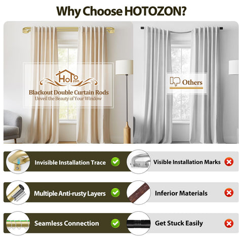 HOTOZON hardware and brackets ensure sturdy mounting