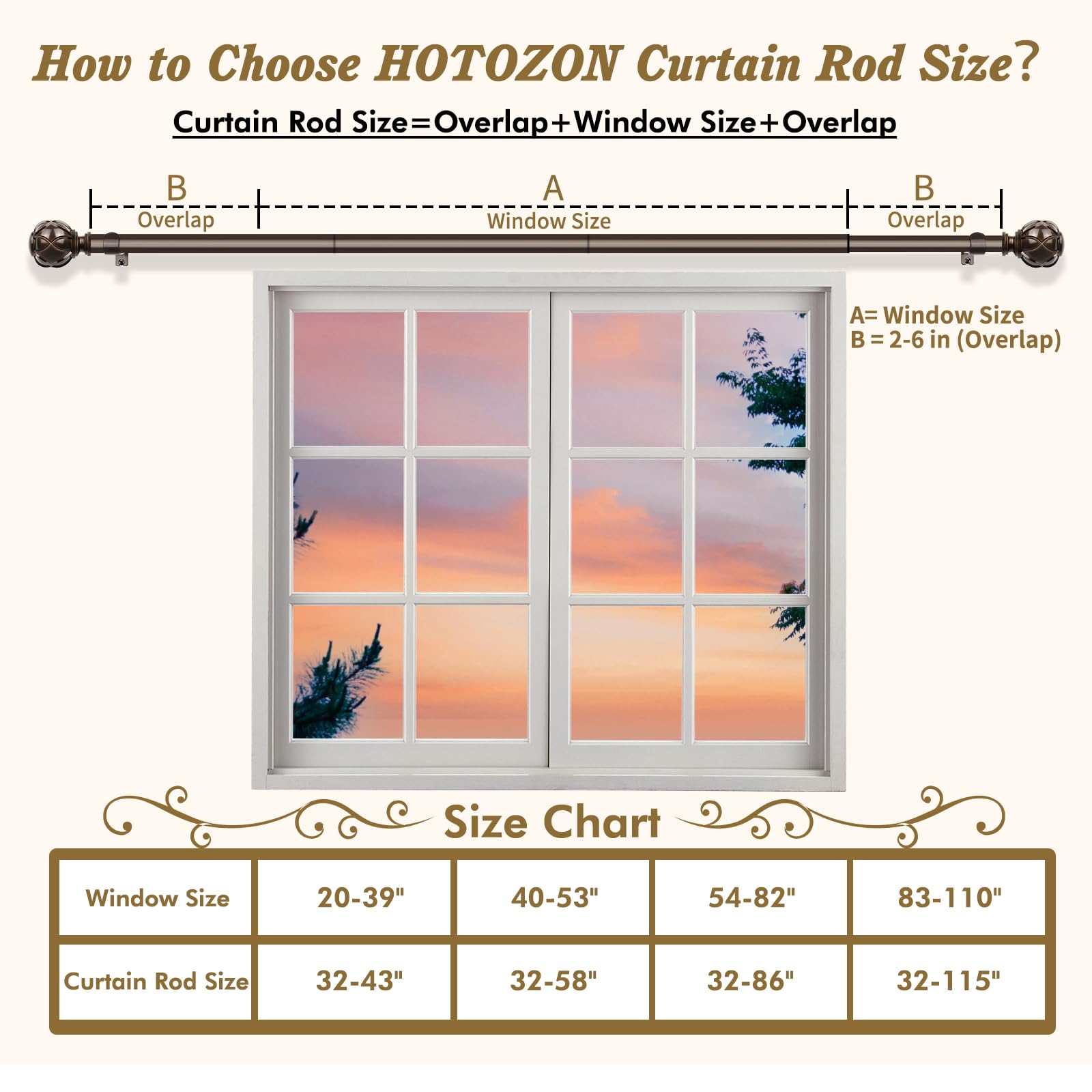 HOTOZON two-pack curtain rods ready for two windows with stylish finish