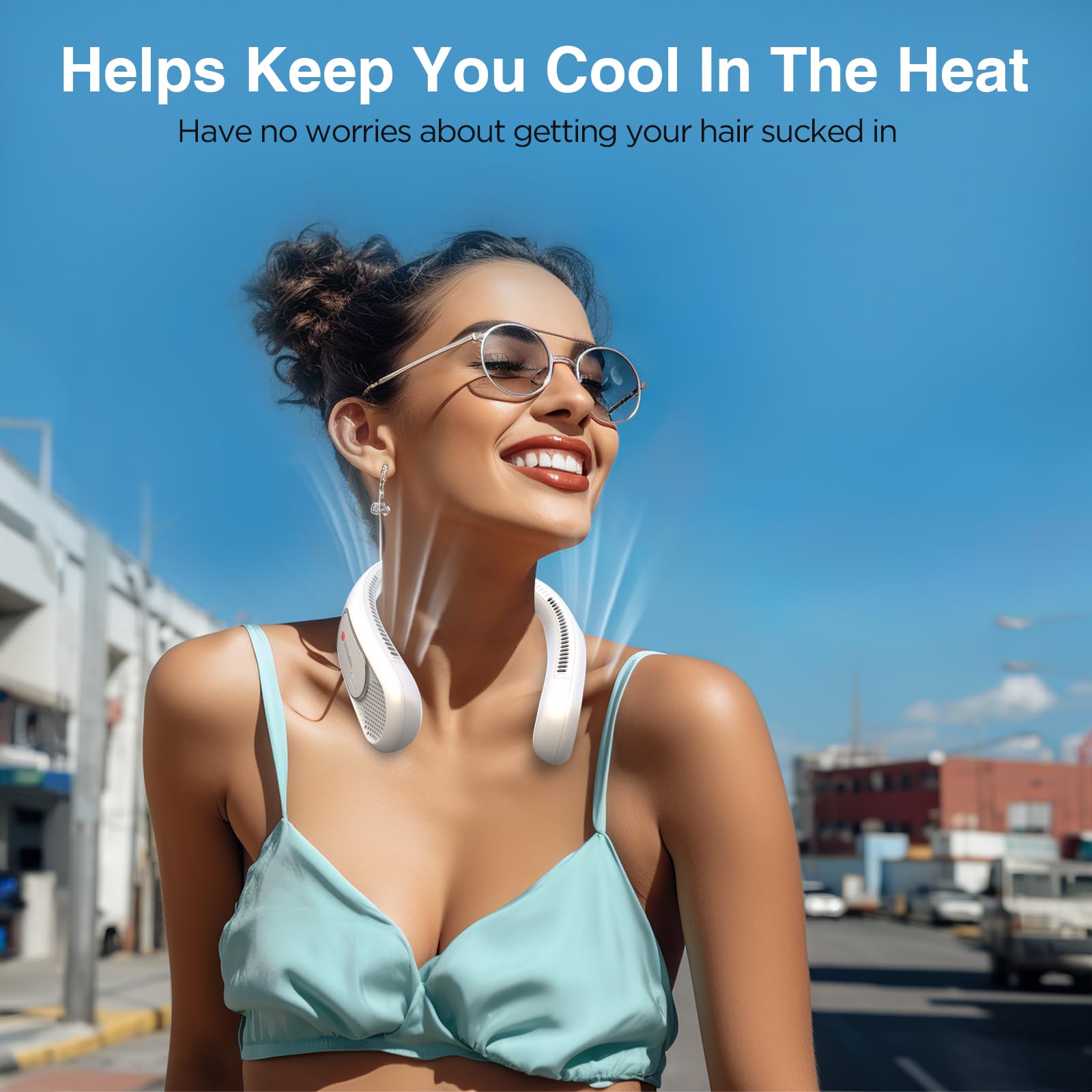 Hotsales neck fan 360-degree airflow cools neck and face from every angle.