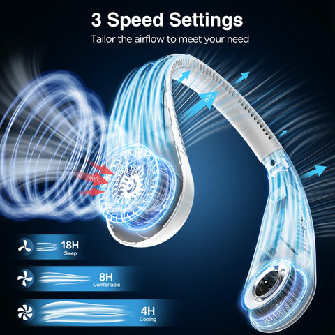 Hotsales neck fan skin-friendly ABS material with pinch-proof safety.