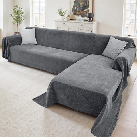 Houmiggle left chaise cover in soft chenille with pet-friendly protection.