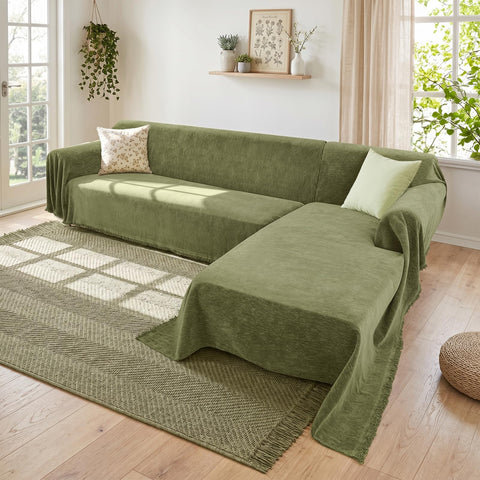 Houmiggle sectional covers in soft chenille protect the sofa from pet hair