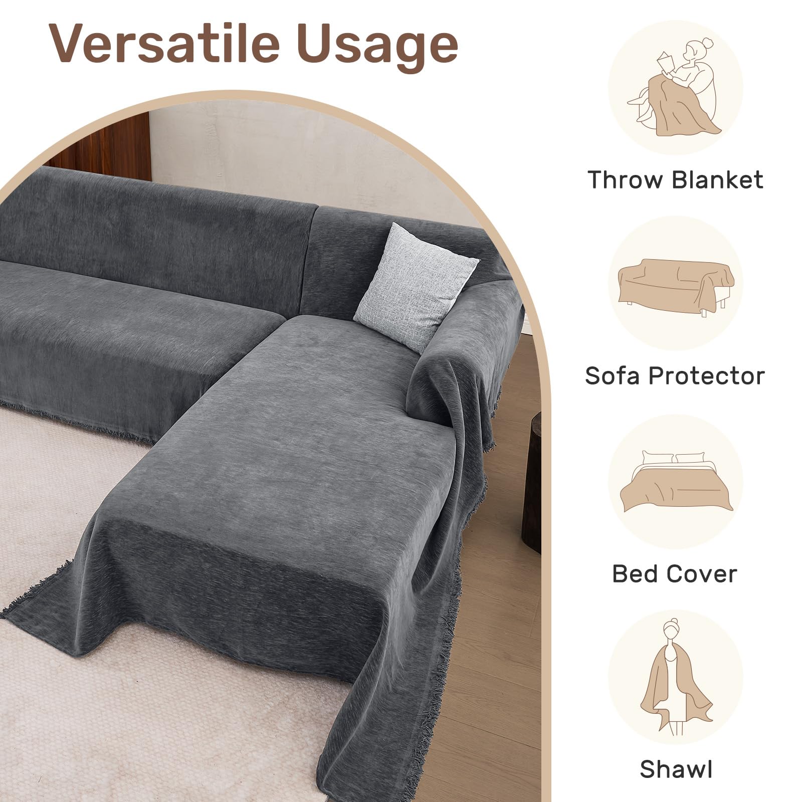 Houmiggle washable sofa cover suitable for cold machine wash.