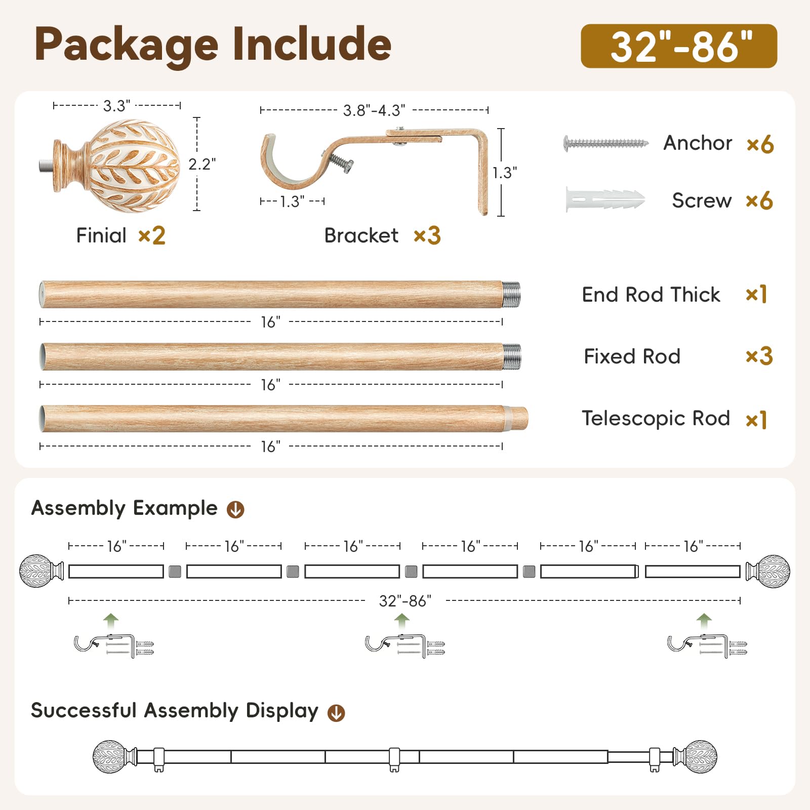 Houmiggle rustic decor curtain rod pairs with boho and traditional styles