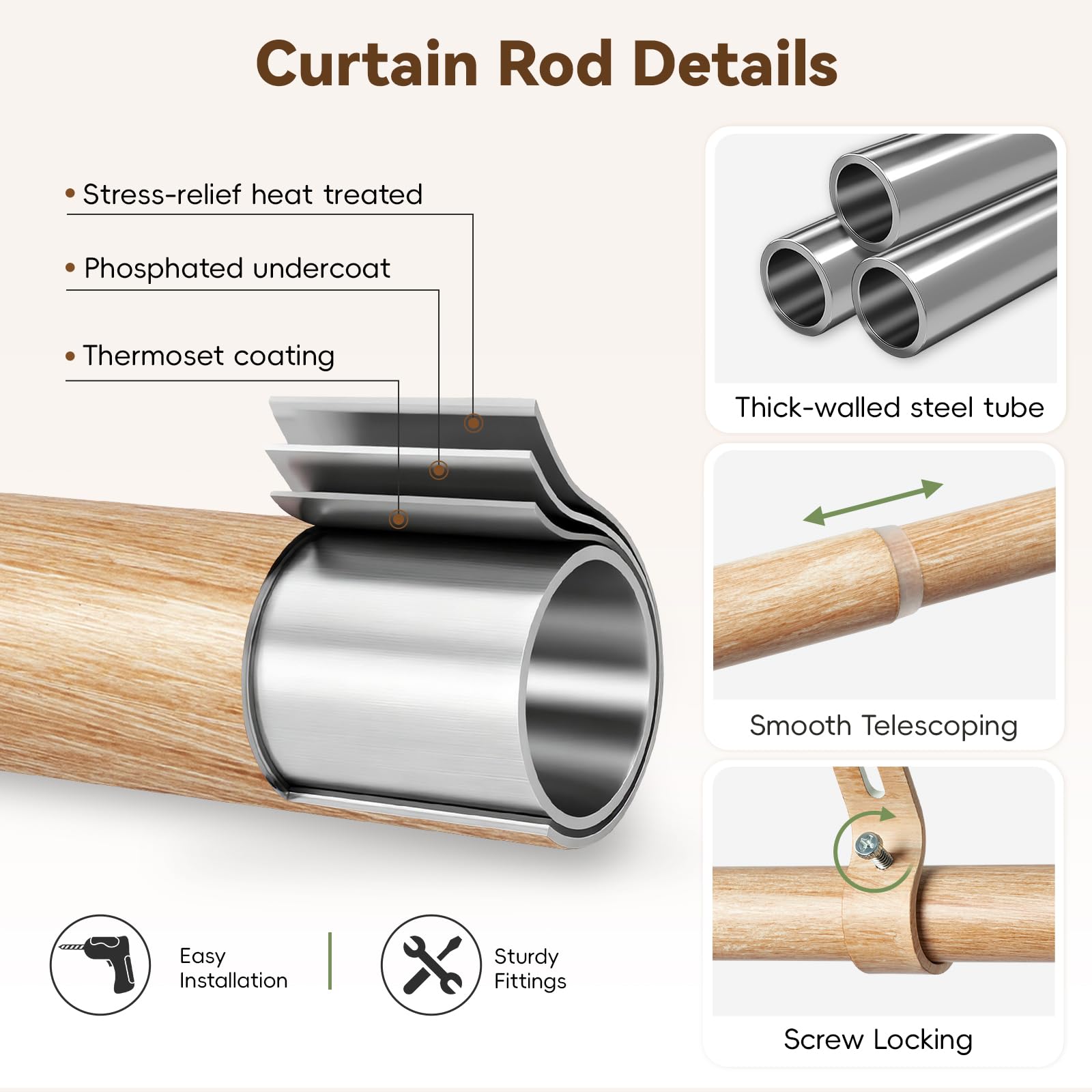 Houmiggle telescopic length allows quick adjustments for different window sizes
