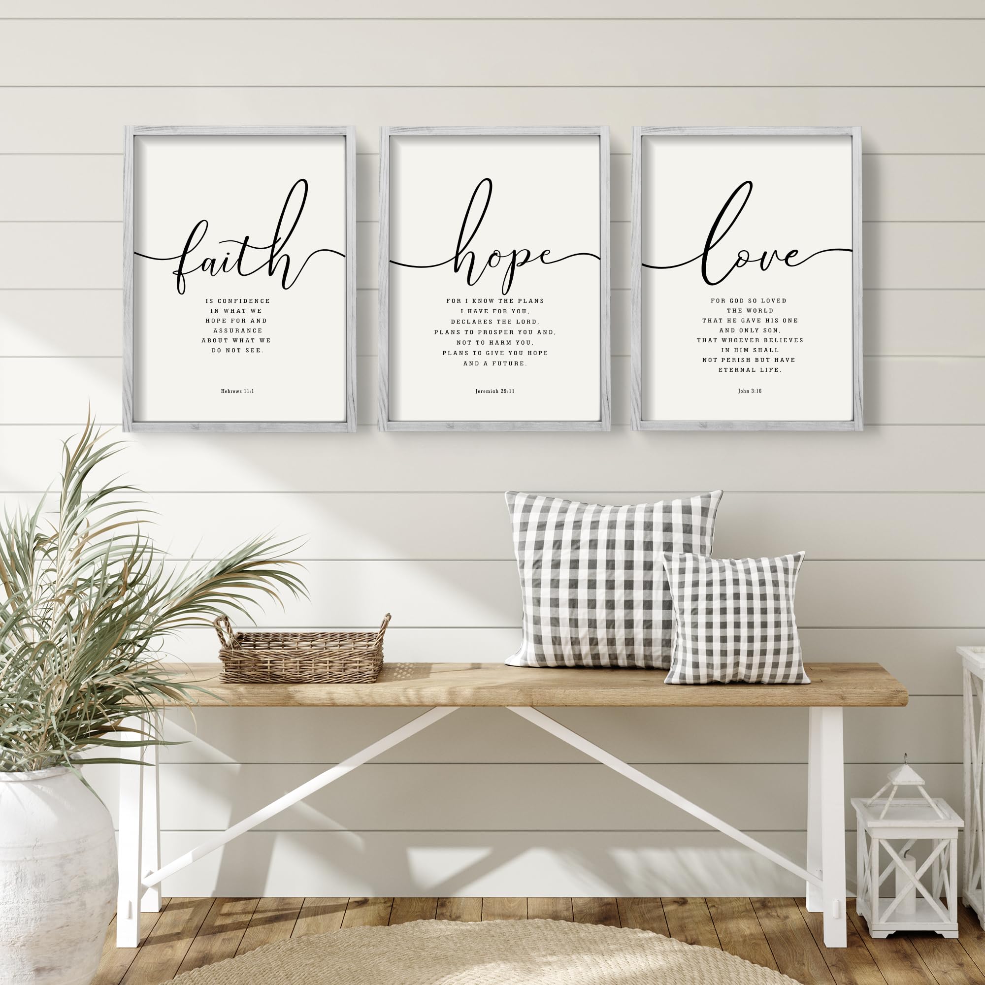 Houmury framed Bible verses wall art adds neutral farmhouse charm to bedroom