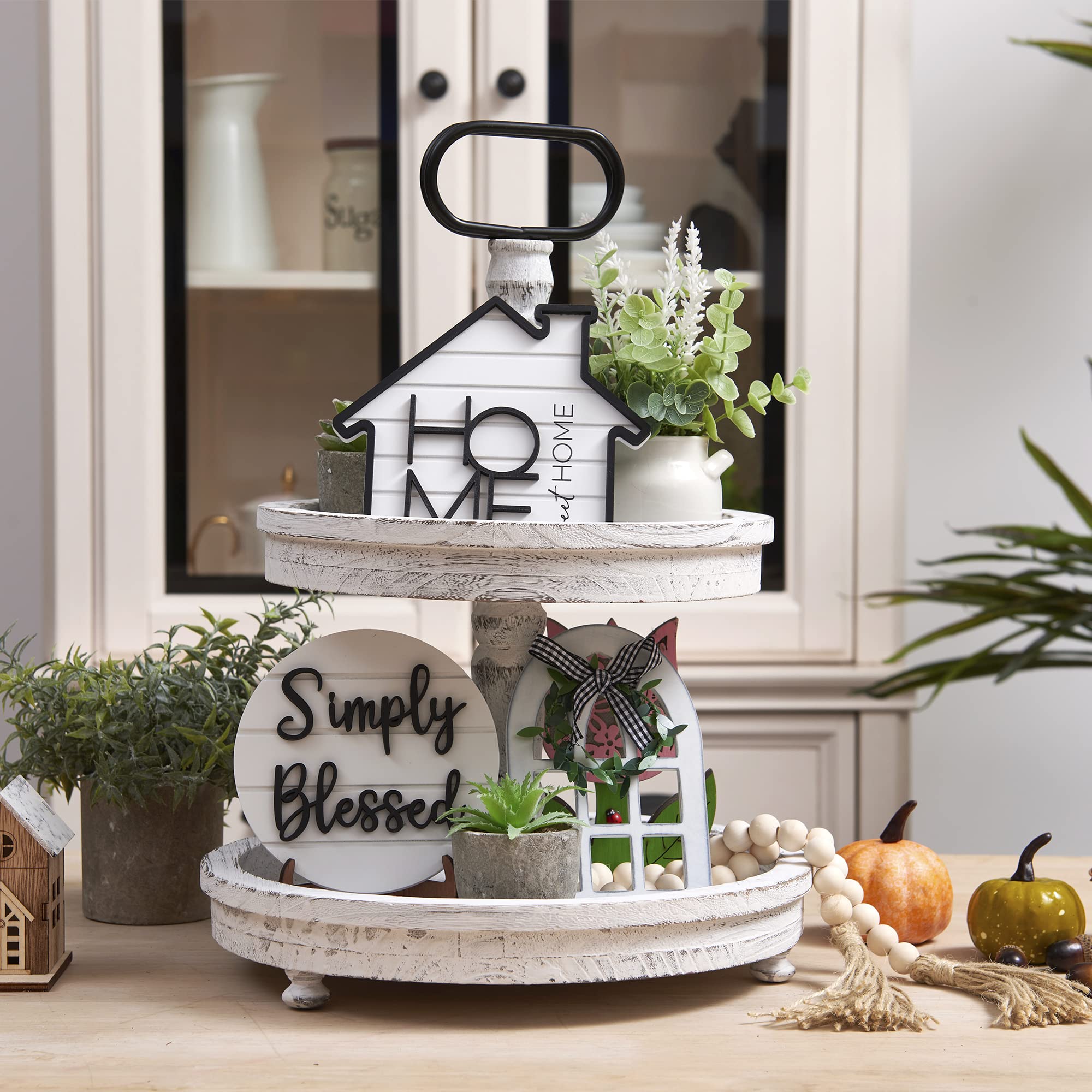Houmury Simply Blessed Sign adds subtle charm to shelves.