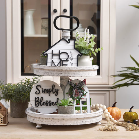 Houmury Simply Blessed Sign adds subtle charm to shelves.